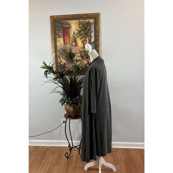 Forever Plus Women's Gray Dress Draped Front Size 2X 3/4 Sleeves Round Neck - Picture 5 of 12